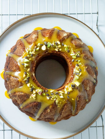 Lemon and passion fruit drizzle cake